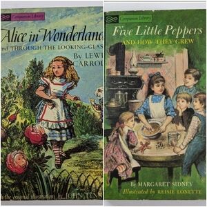 1963 Vintage Companion Library Alice In Wonderland & Five Little Peppers 2 In 1